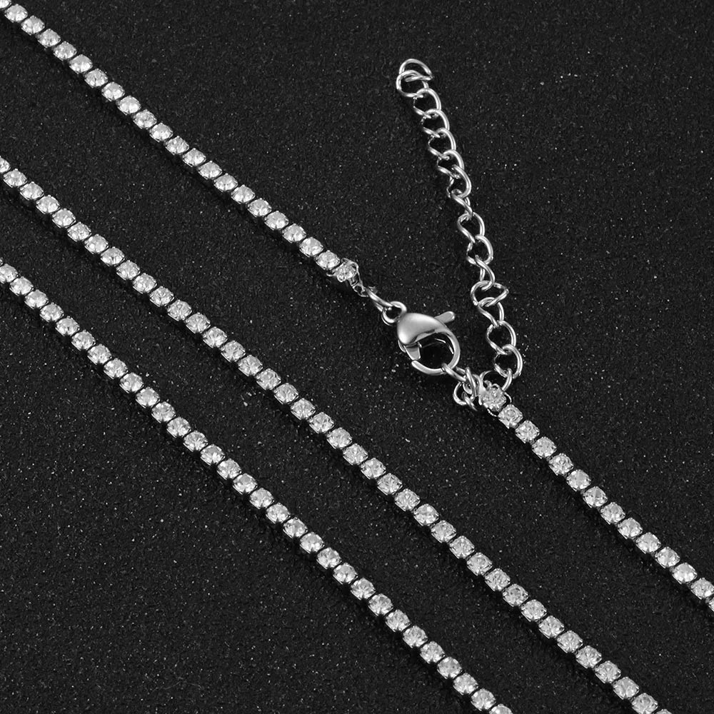 Dazzling Pattern Chain Necklaces for Her - Dagger & Diamond Silver Zircon / 18cm Bracelet