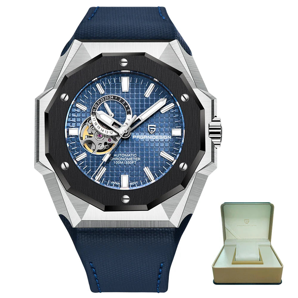 PAGANI DESIGN PD-YS010 Automatic Chronometer Luxury Sport Watch for Men - Dagger & Diamond Black Blue