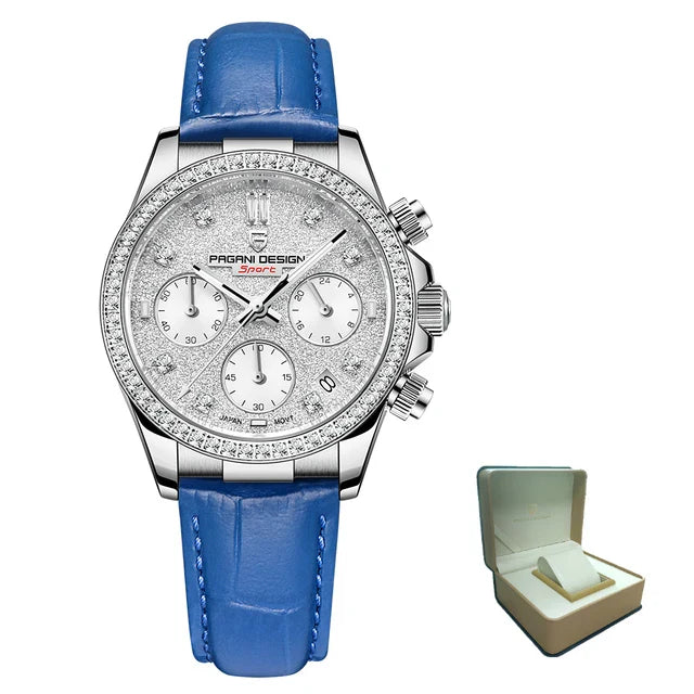 PAGANI DESIGN PD-1730 Luxury Ladies Quartz Watches - Dagger & Diamond Blue