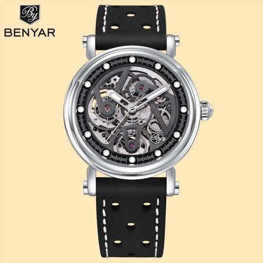BENYAR BY-5202 Skeleton Automatic Watch for Men - Dagger & Diamond