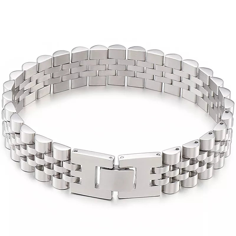 Watch Band Bracelets - Dagger & Diamond 15MM Silver Color 2 / 16cm