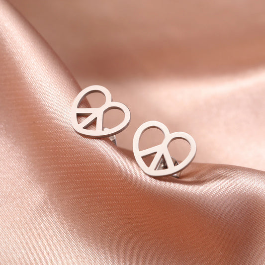 Peace Heart Stud Earrings
