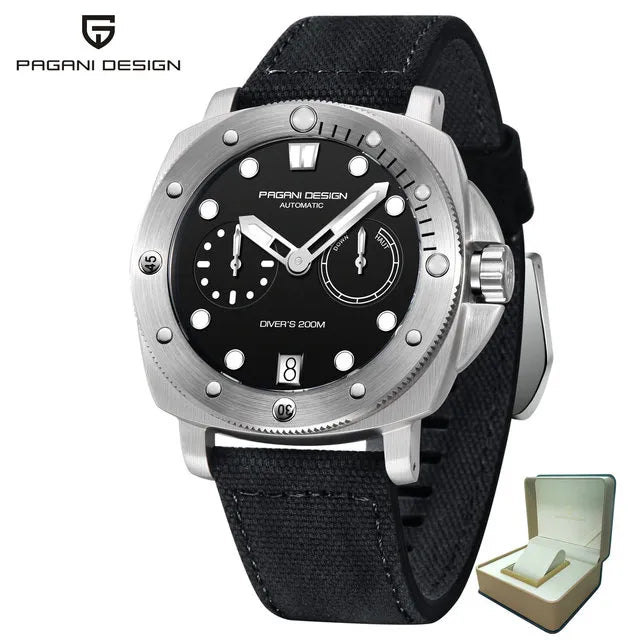 PAGANI DESIGN PD-1767 Luxury Automatic Diver Watch for Men - Dagger & Diamond Black with Gift Box