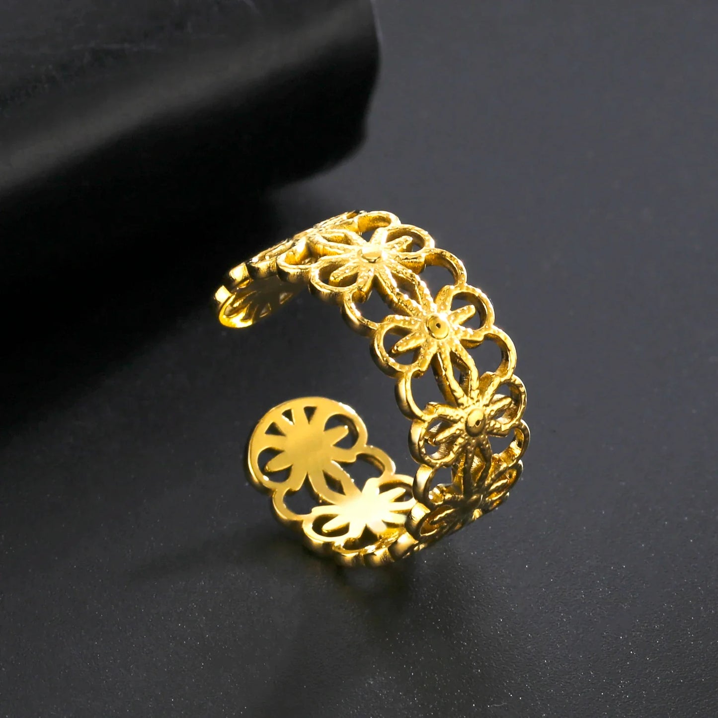 Bohemian Sunflower Adjustable Open Ring