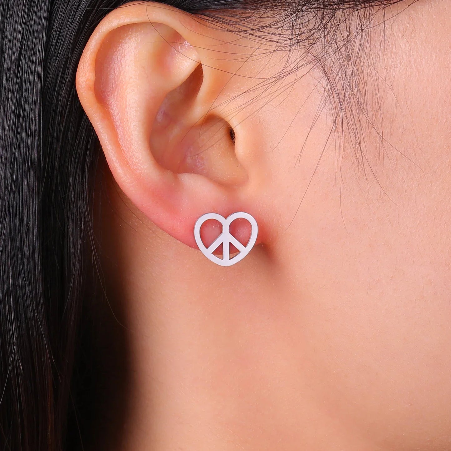 Peace Heart Stud Earrings