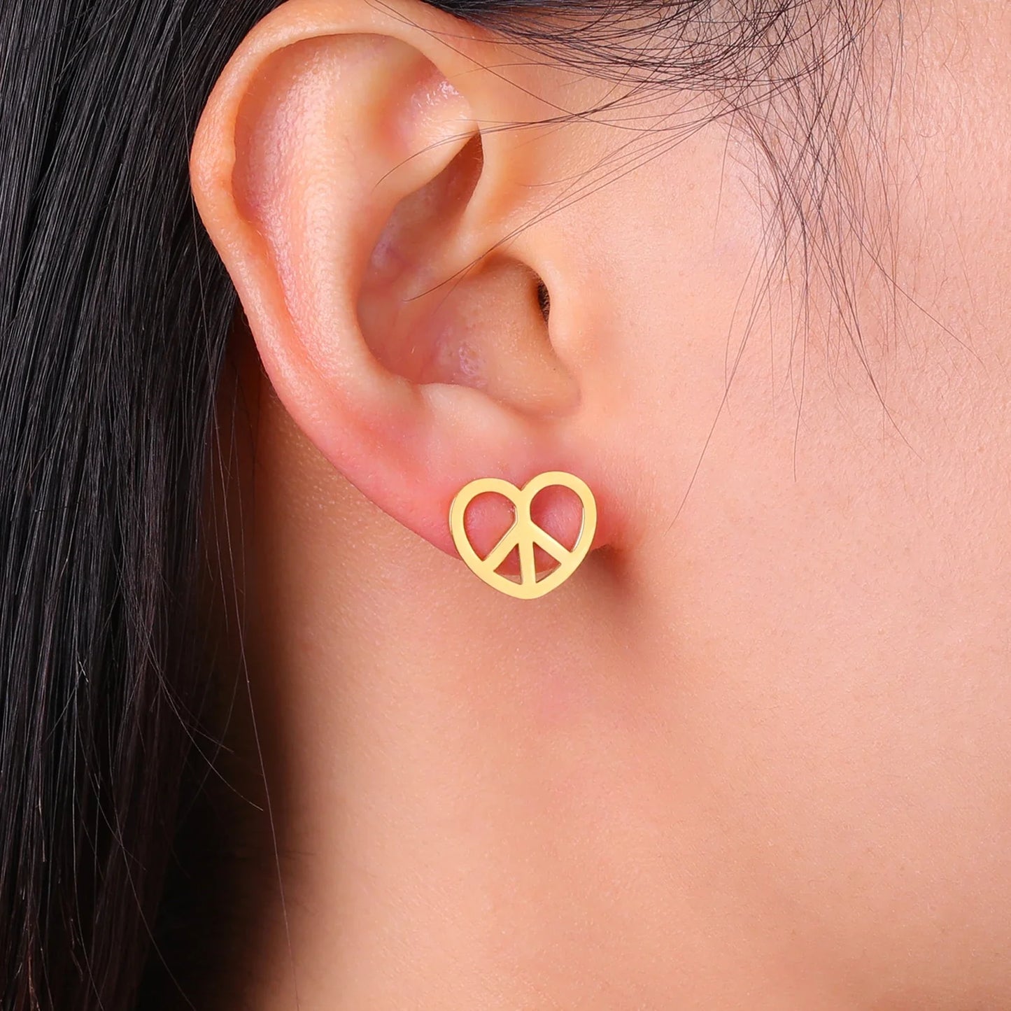 Peace Heart Stud Earrings