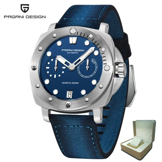 PAGANI DESIGN PD-1767 Luxury Automatic Diver Watch for Men - Dagger & Diamond Blue with Gift Box