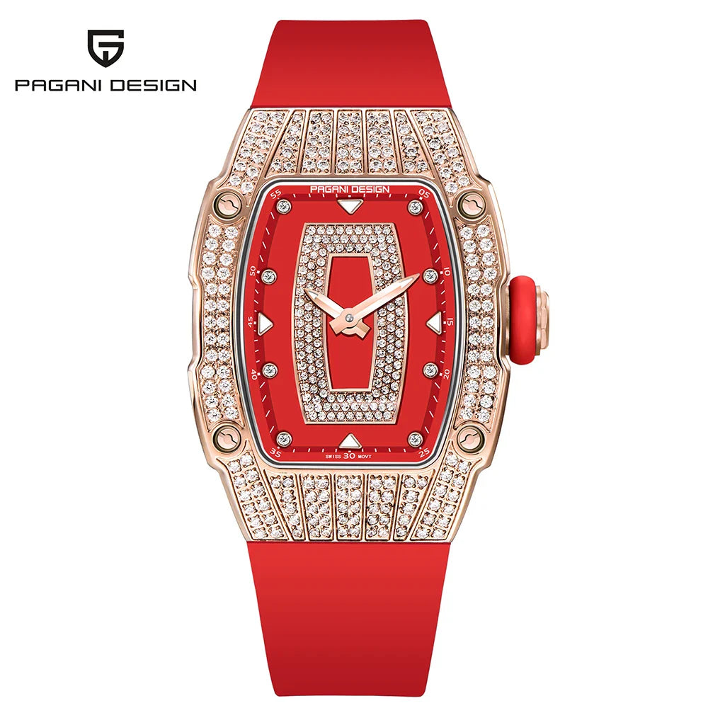 PAGANI DESIGN PD-YS013 Luxurious Quartz Watch for Women - Dagger & Diamond Red Rose Gold