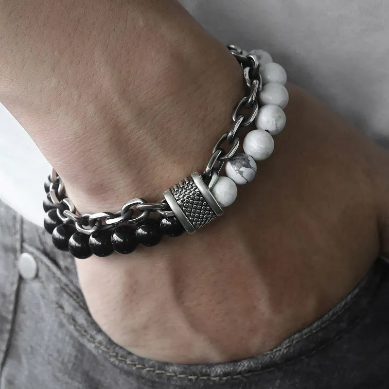 Stone & Steel Bracelets for Men - Dagger & Diamond