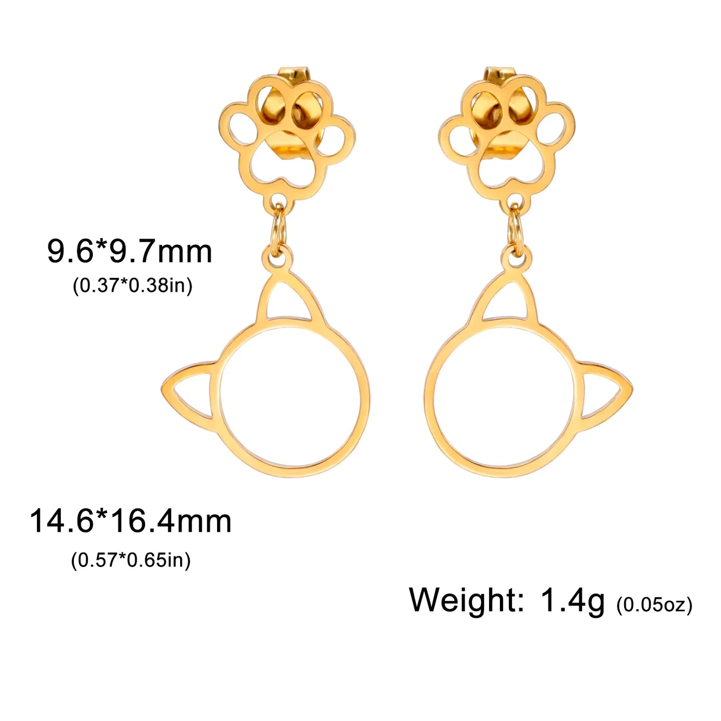 Cute Cat Paw Drop Earrings