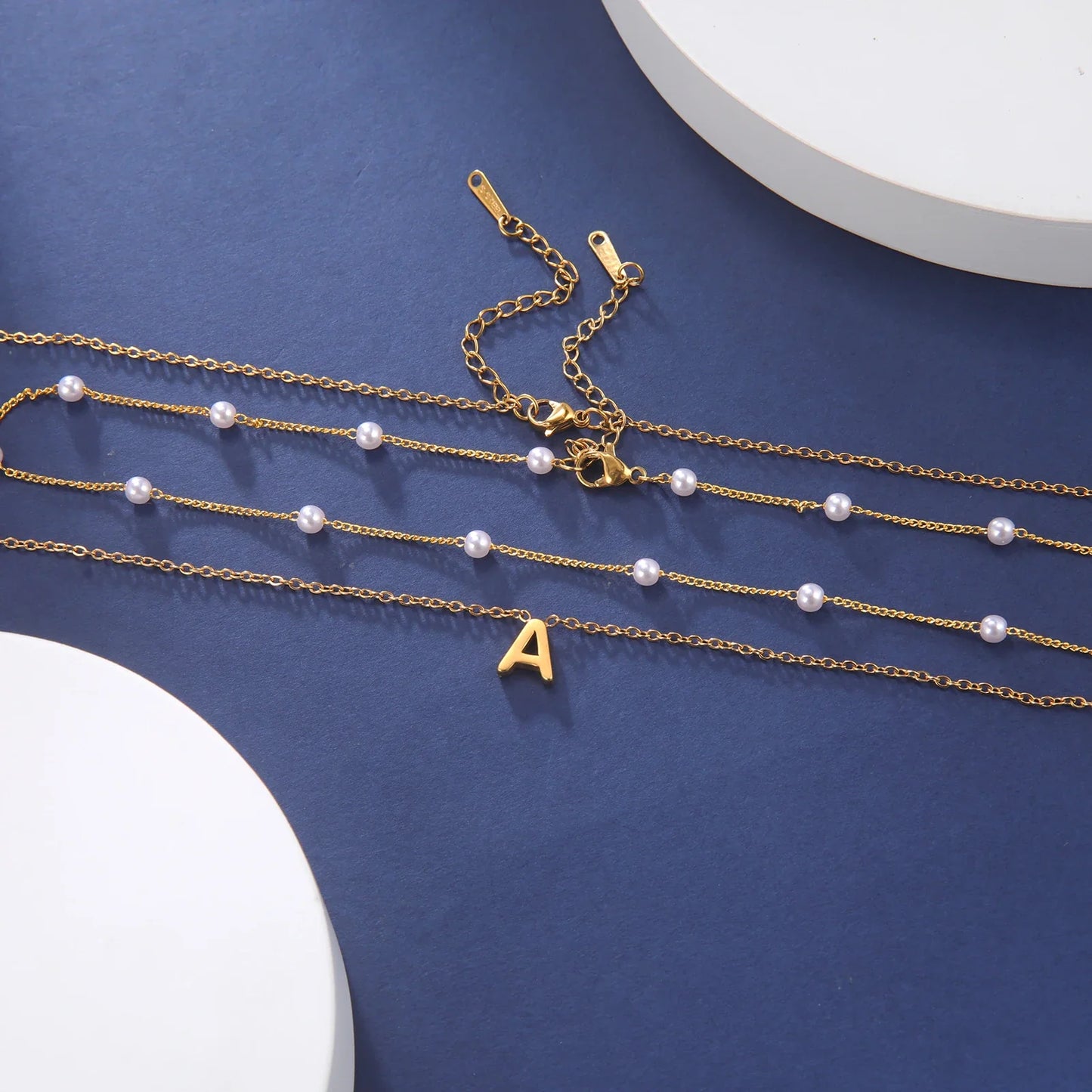 Initial Letter Pearl Double Layer Necklace