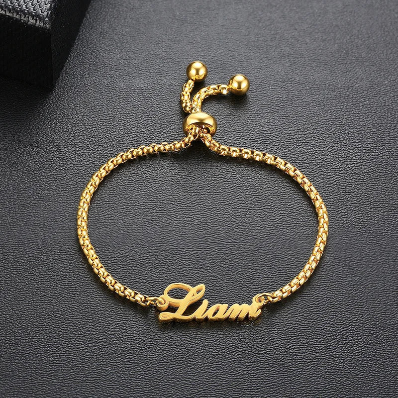 Custom Name Luxury Box Chain Bracelet - Dagger & Diamond