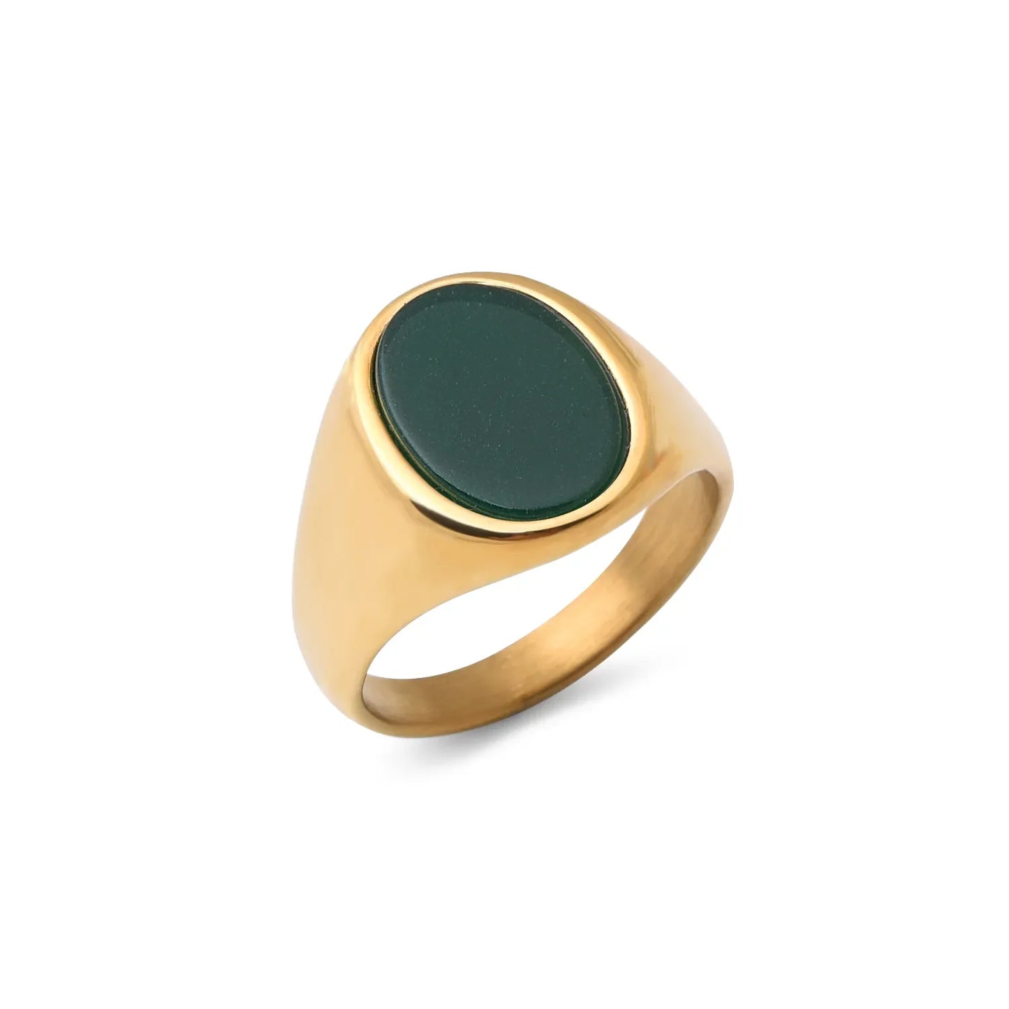 Vintage Gold Oval Stone Inlay Ring