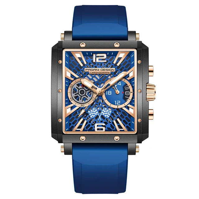 PAGANI DESIGN PD-1725 Skeleton Racing Series Quartz Watch for Men - Dagger & Diamond Gold Blue