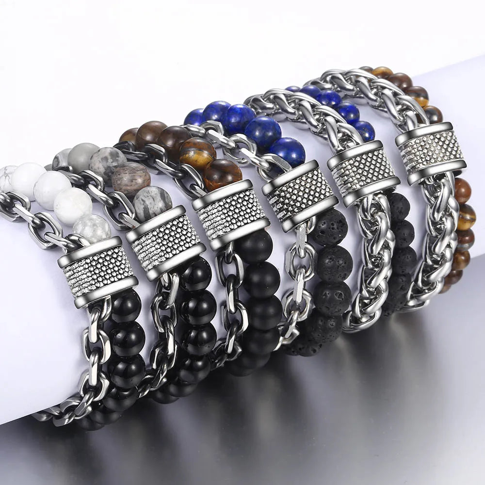 Stone & Steel Bracelets for Men - Dagger & Diamond