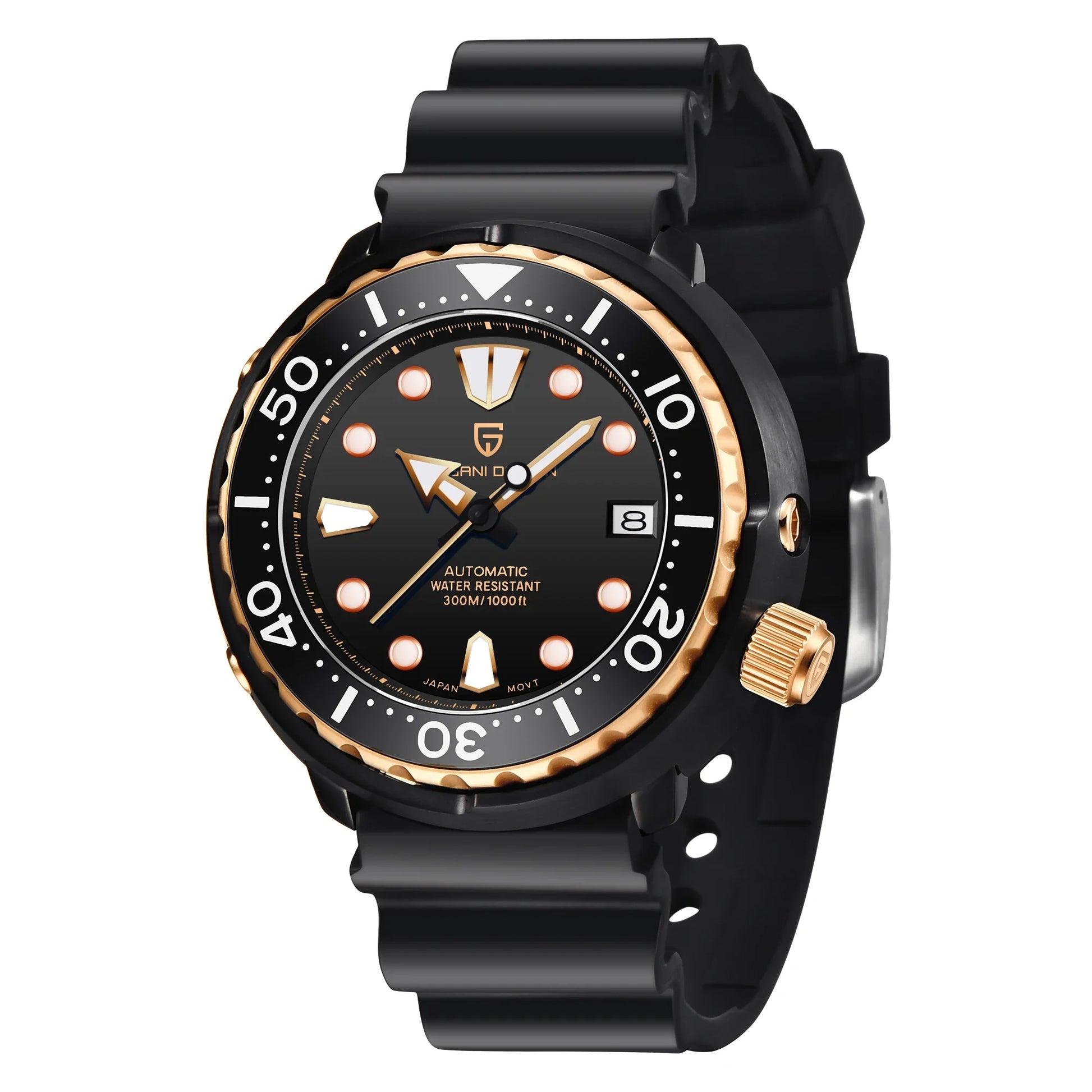 PAGANI DESIGN PD-1695 Professional Diver Automatic Watch Men's - Dagger & Diamond Gold Black