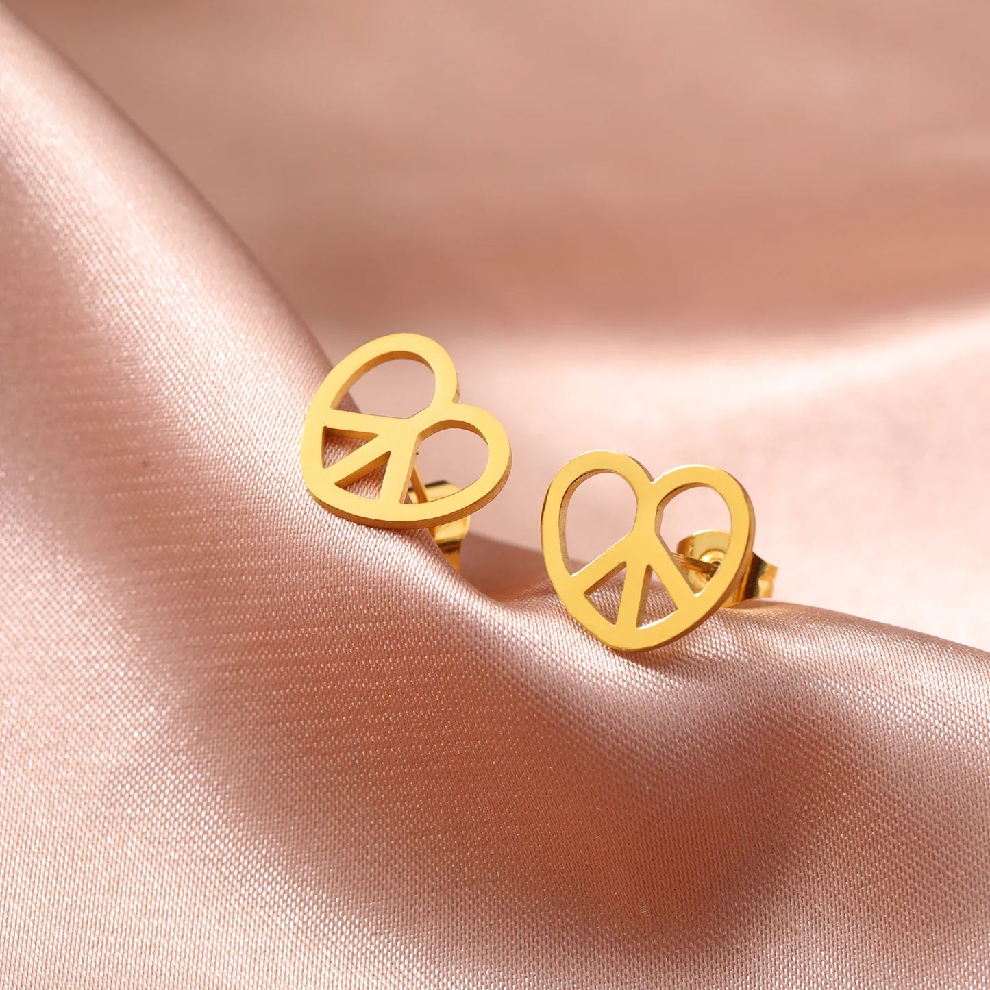 Peace Heart Stud Earrings