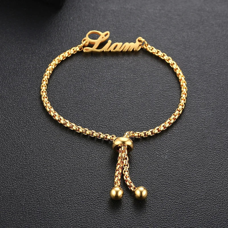 Custom Name Luxury Box Chain Bracelet - Dagger & Diamond