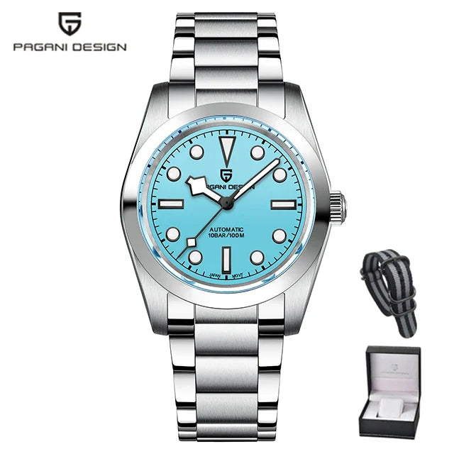 PAGANI DESIGN PD-1716 Snowflake Automatic Watch for Men - Dagger & Diamond Sky Blue w/Gift box