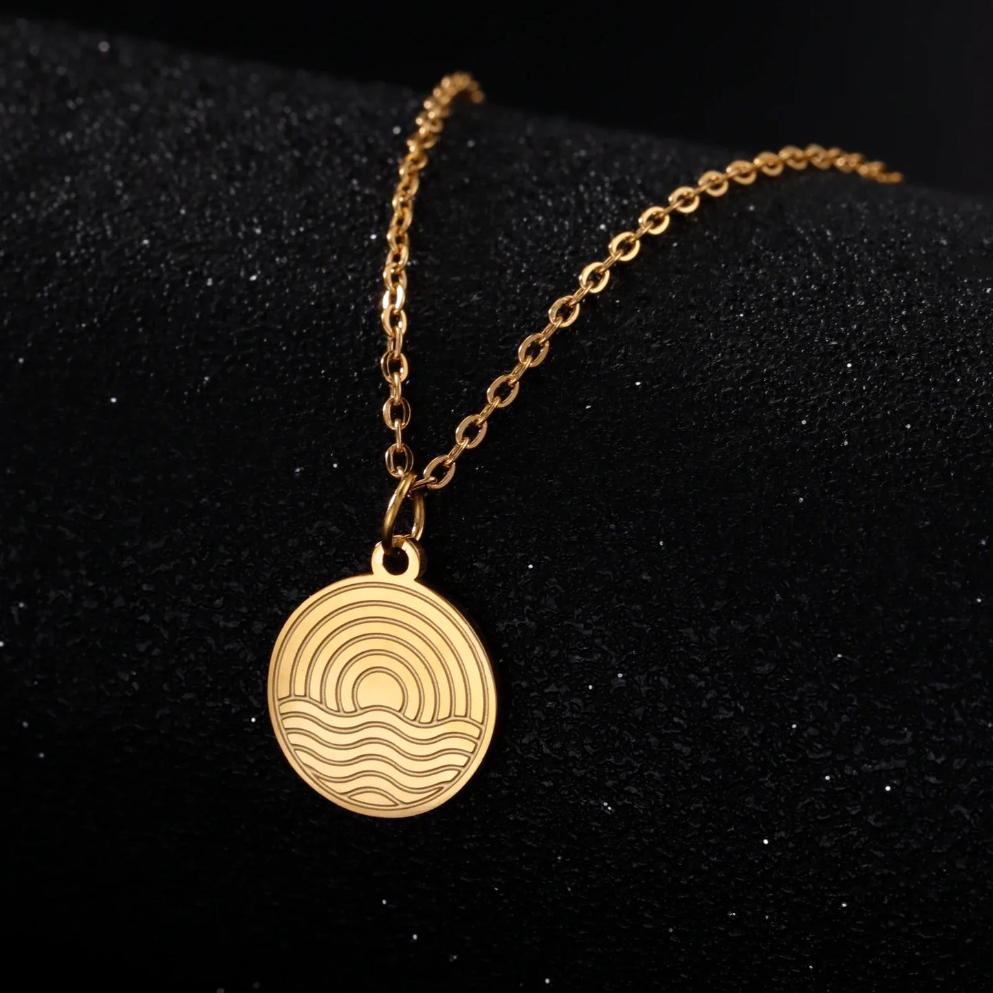 Sunset Disc Pendant Necklace