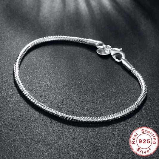 Sterling Silver Snake Chain Bracelet - Dagger & Diamond