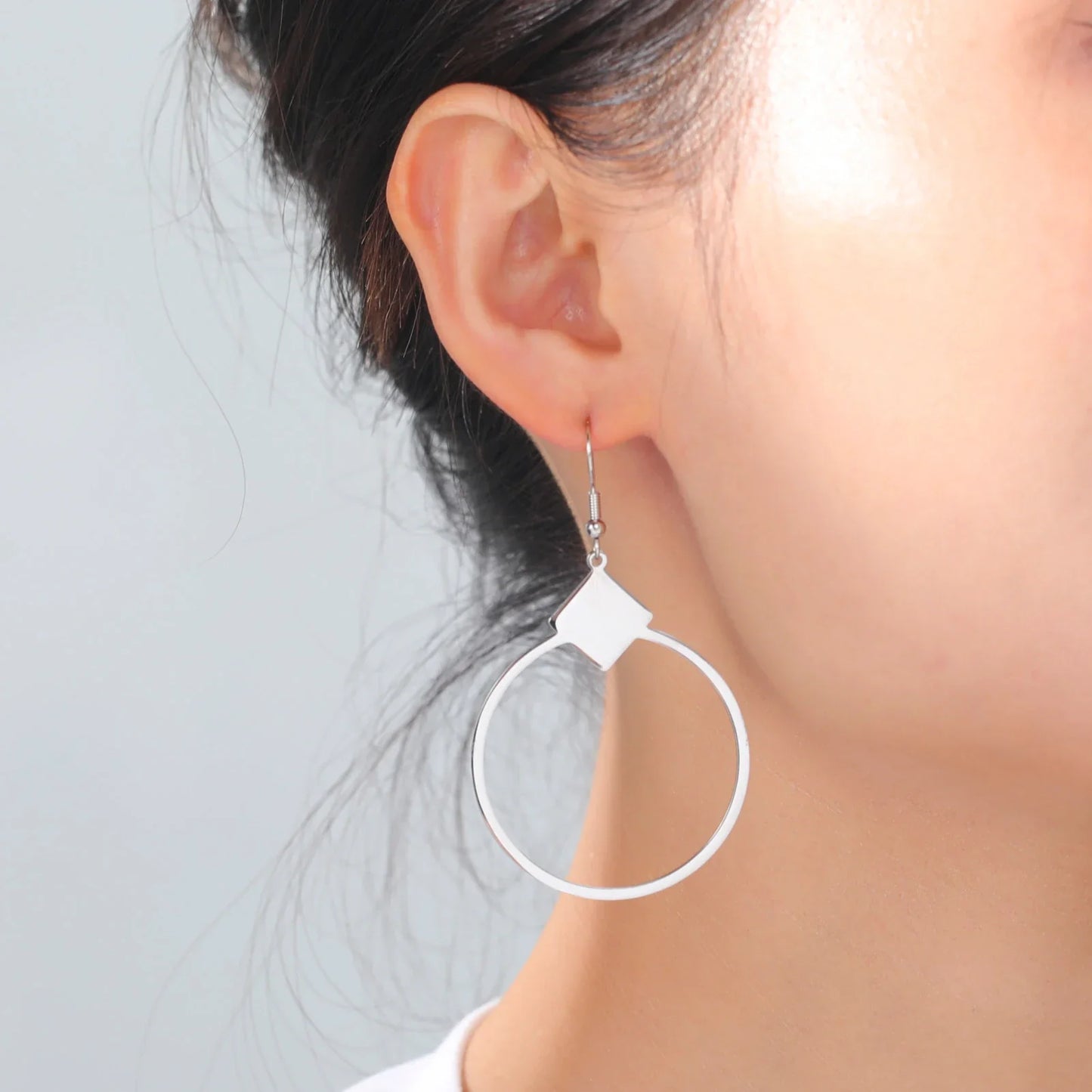 Large Circle Square Minimalist Korean Drop Earrings