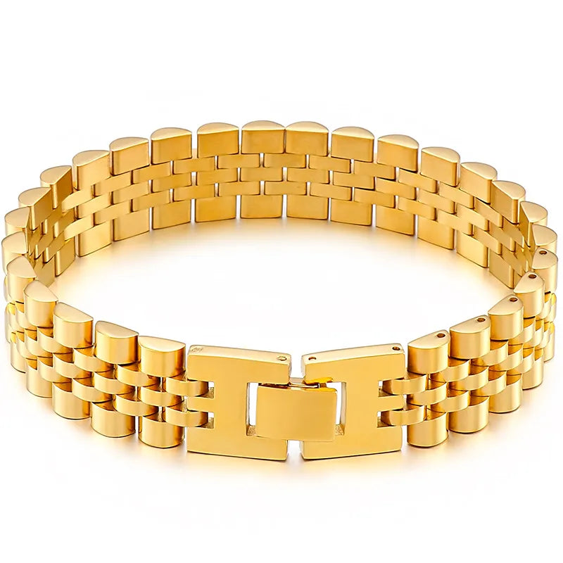 Watch Band Bracelets - Dagger & Diamond 15MM Gold Color 2 / 16cm