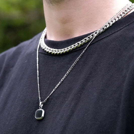Geometric Square Pendant Necklaces for Men - Dagger & Diamond