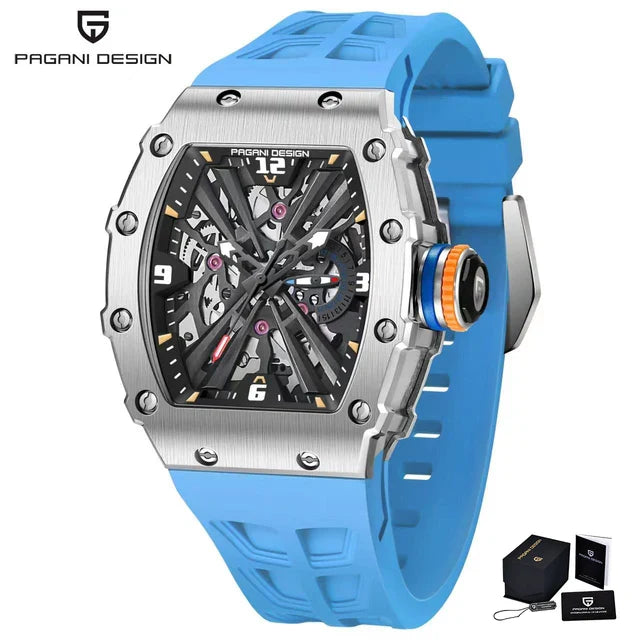 PAGANI DESIGN PD-1738 Tonneau Men's Luxury Quartz Watch - Dagger & Diamond Blue