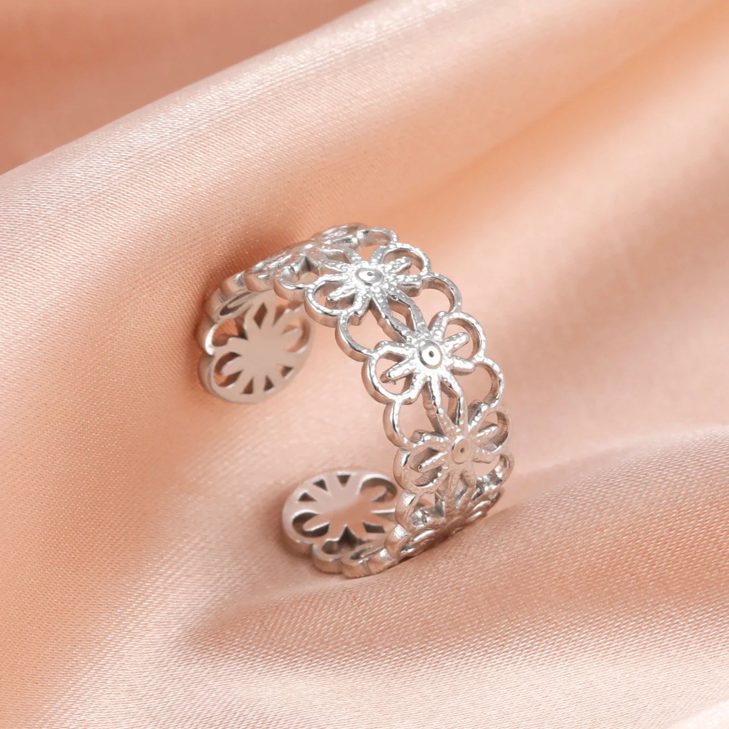 Bohemian Sunflower Adjustable Open Ring