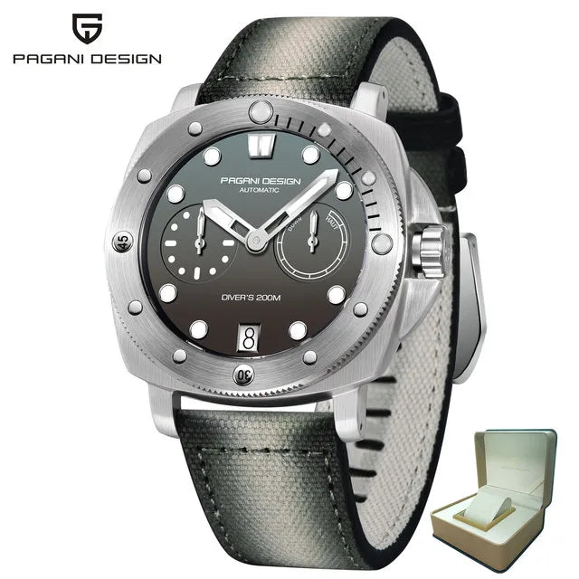 PAGANI DESIGN PD-1767 Luxury Automatic Diver Watch for Men - Dagger & Diamond Grey with Gift Box