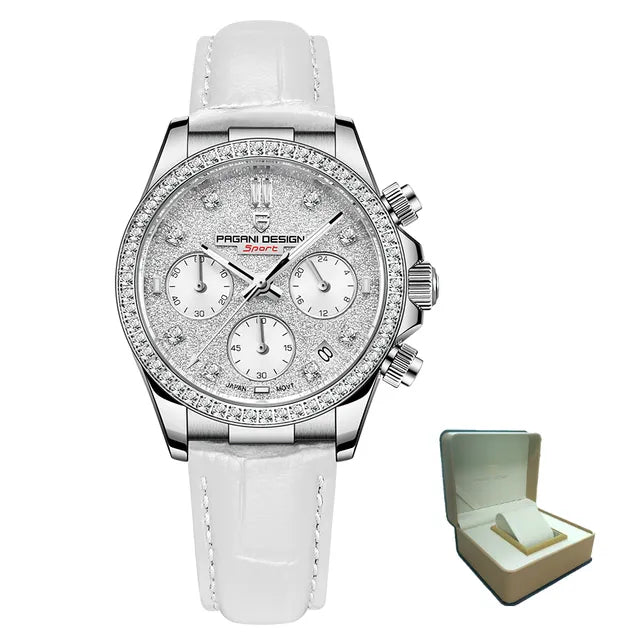 PAGANI DESIGN PD-1730 Luxury Ladies Quartz Watches - Dagger & Diamond White