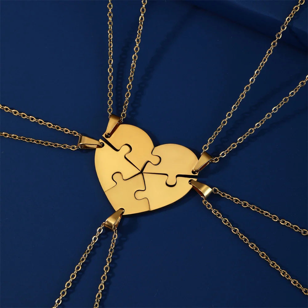 Heart Puzzle Pendant Necklace Set - Dagger & Diamond