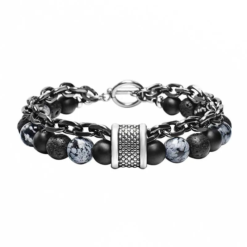 Stone & Steel Bracelets for Men - Dagger & Diamond Mixed Stone