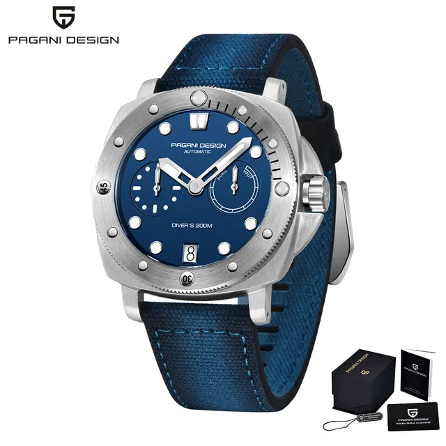 PAGANI DESIGN PD-1767 Luxury Automatic Diver Watch for Men - Dagger & Diamond Blue