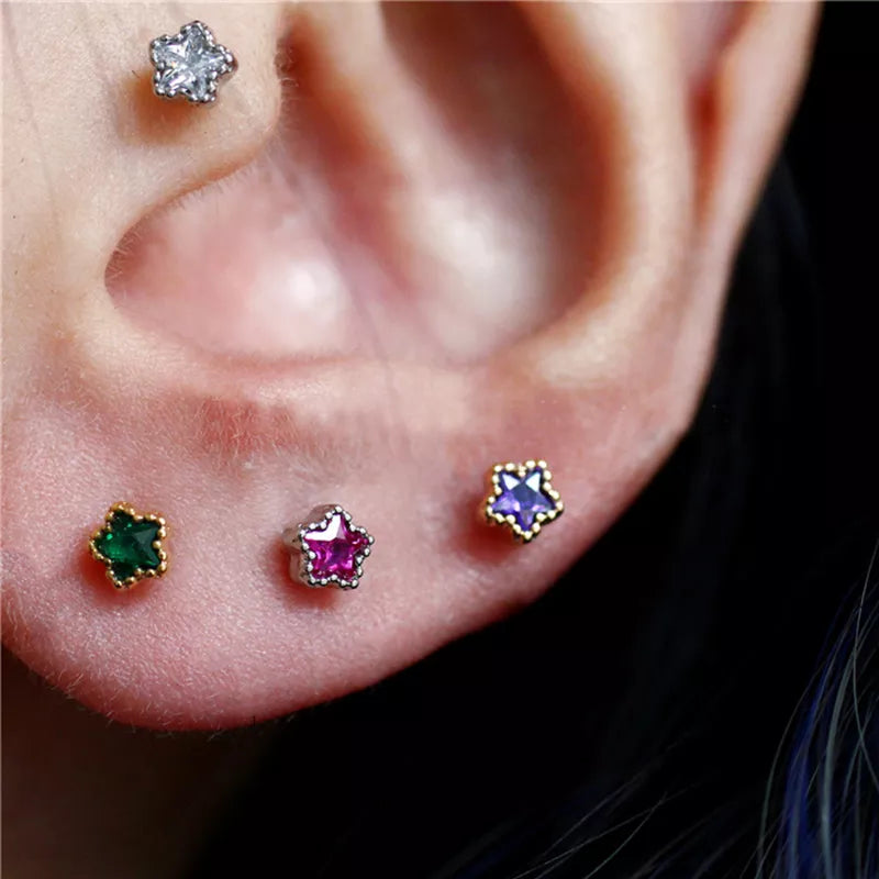 Mini Colorful Stud Earrings - Dagger & Diamond