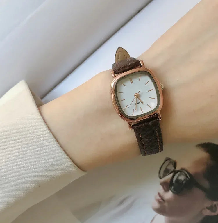 Ladies Casual Vintage Quartz Watch - Dagger & Diamond Rose brown white