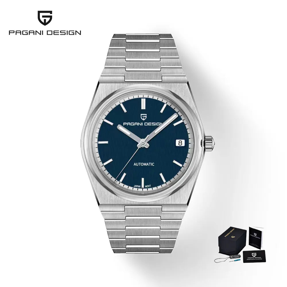 PAGANI DESIGN PD-1753 Luxury Sport Automatic Watch for Men - Dagger & Diamond Silver Blue