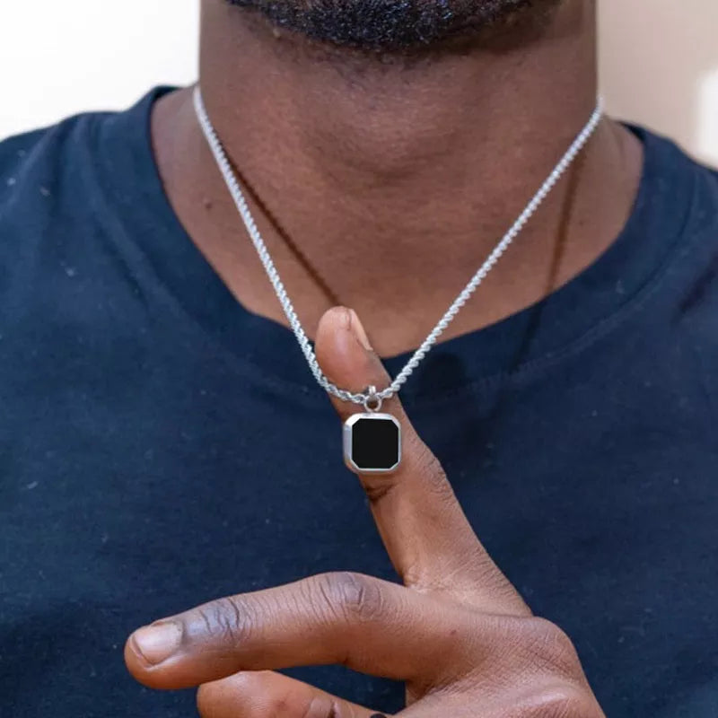 Geometric Square Pendant Necklaces for Men - Dagger & Diamond