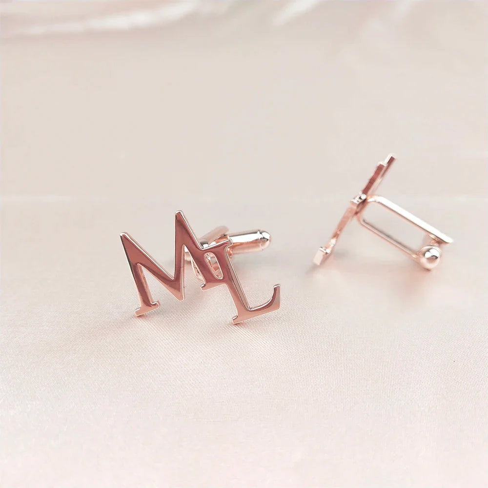 Custom Initial Personalized Cufflinks - Dagger & Diamond