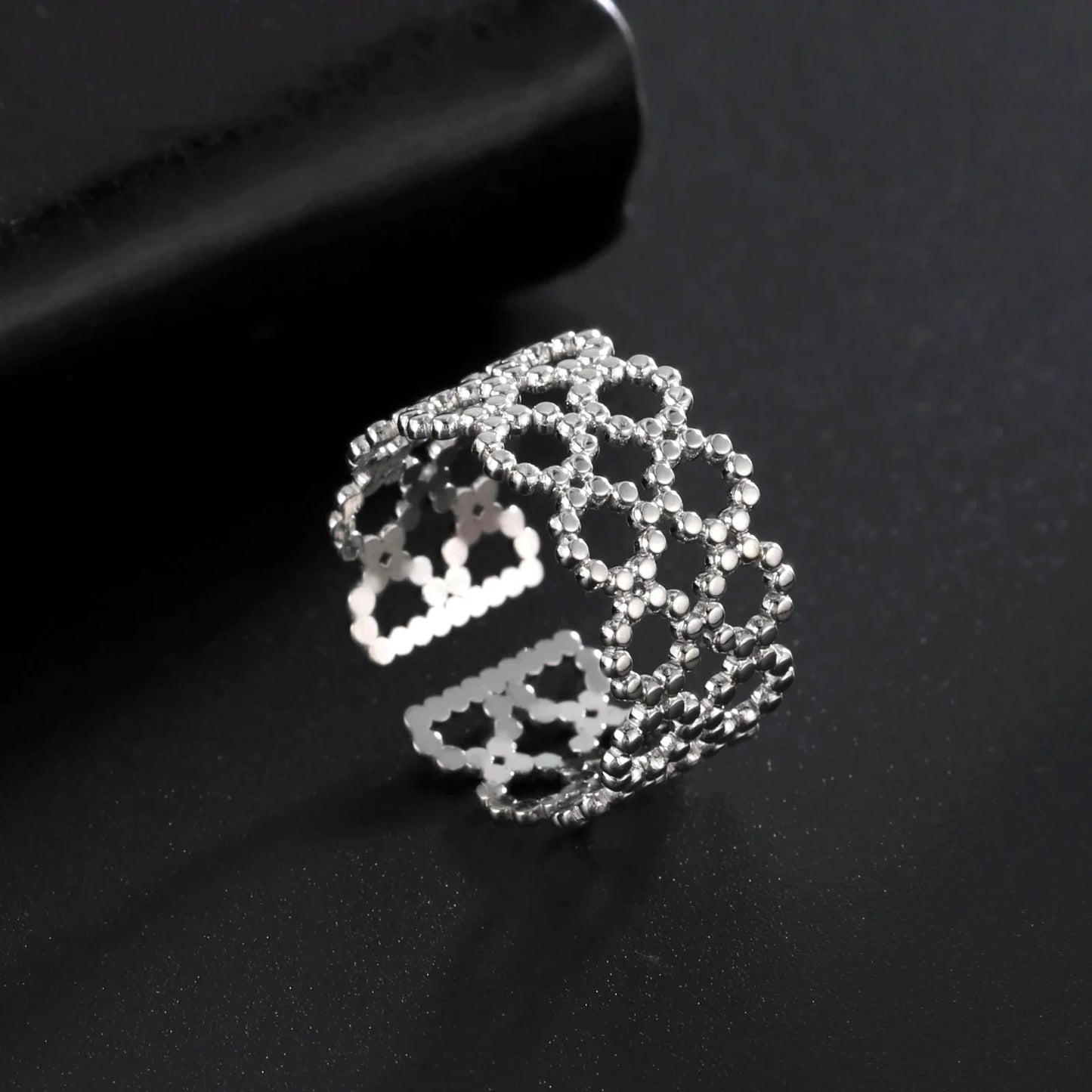 Bohemian Round Geometric Open Rings for Women