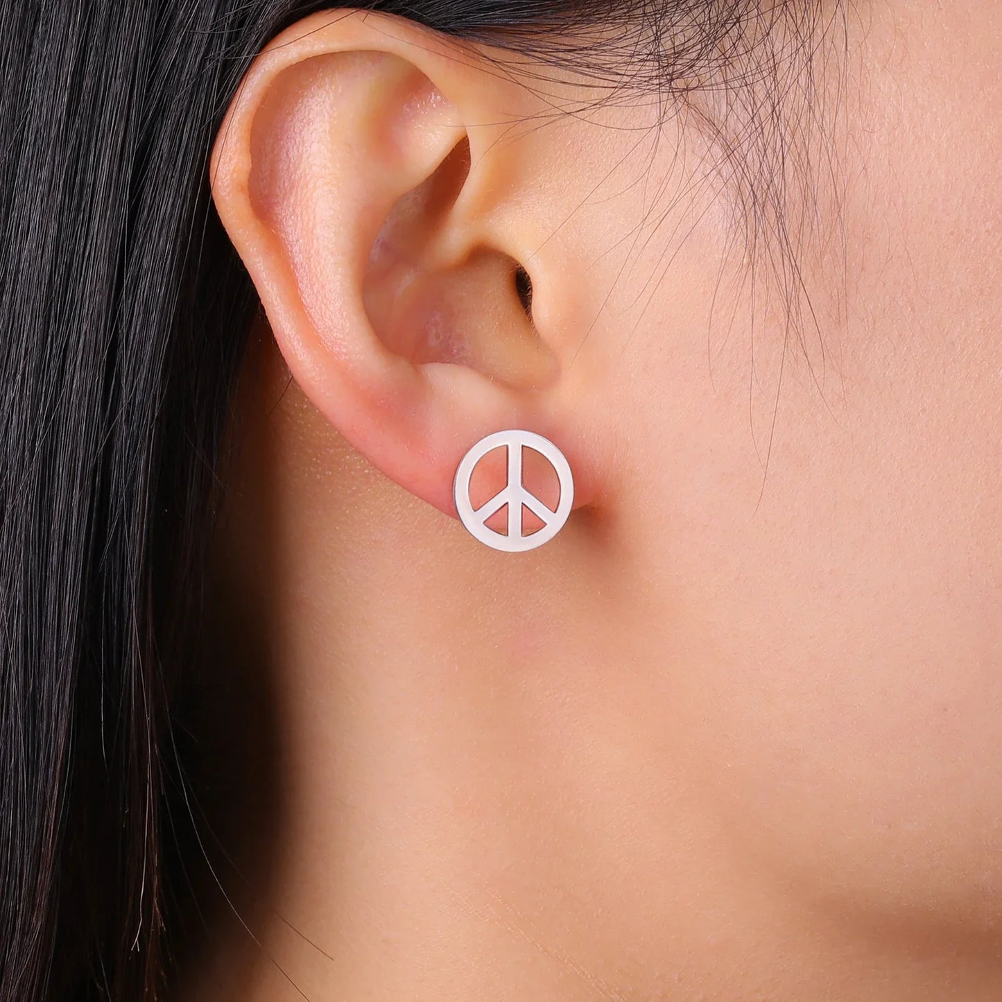 Peace Heart Stud Earrings