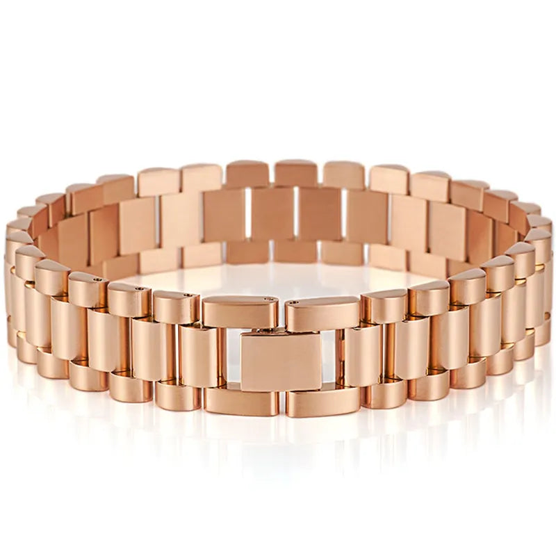 Watch Band Bracelets - Dagger & Diamond 15MM Rose Gold / 16cm