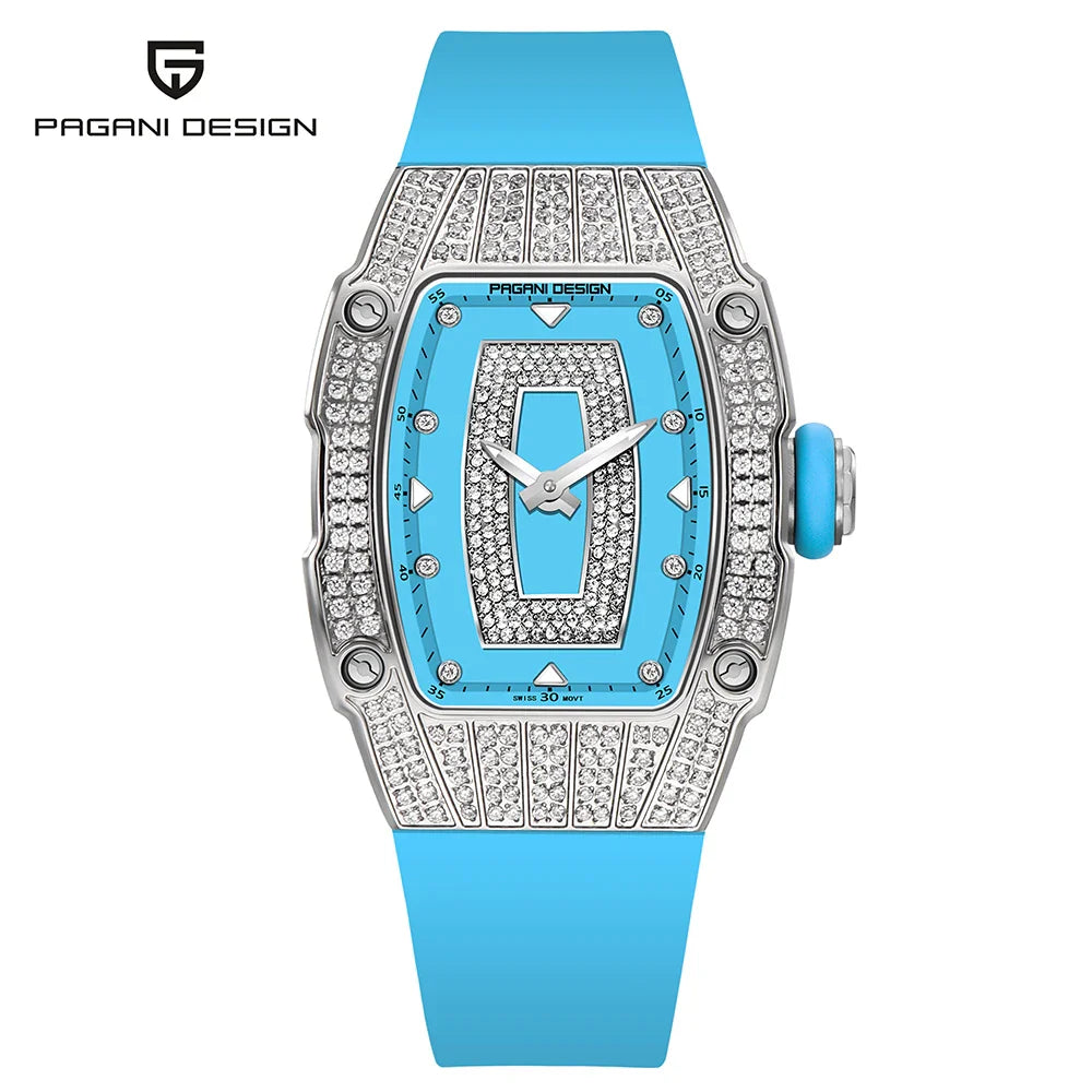 PAGANI DESIGN PD-YS013 Luxurious Quartz Watch for Women - Dagger & Diamond Silver Blue