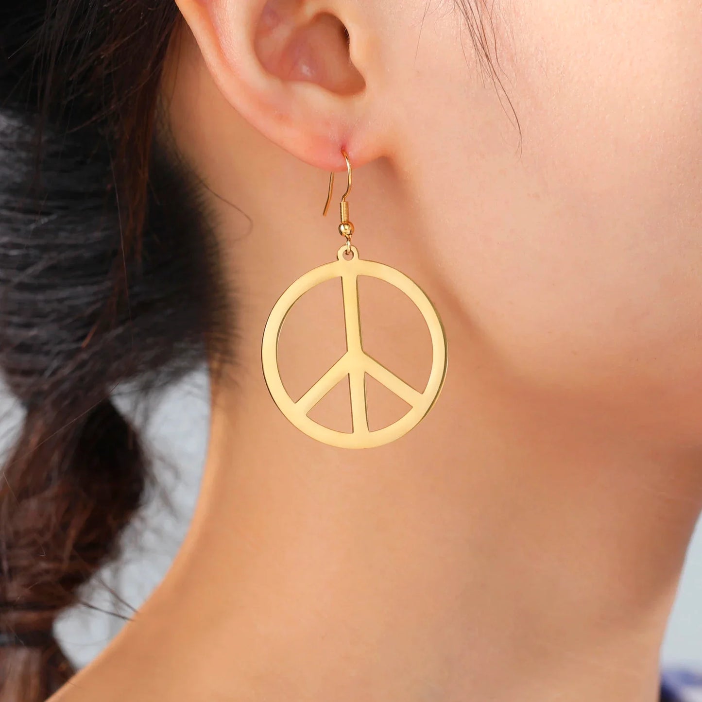 Peace Symbol Drop Earrings