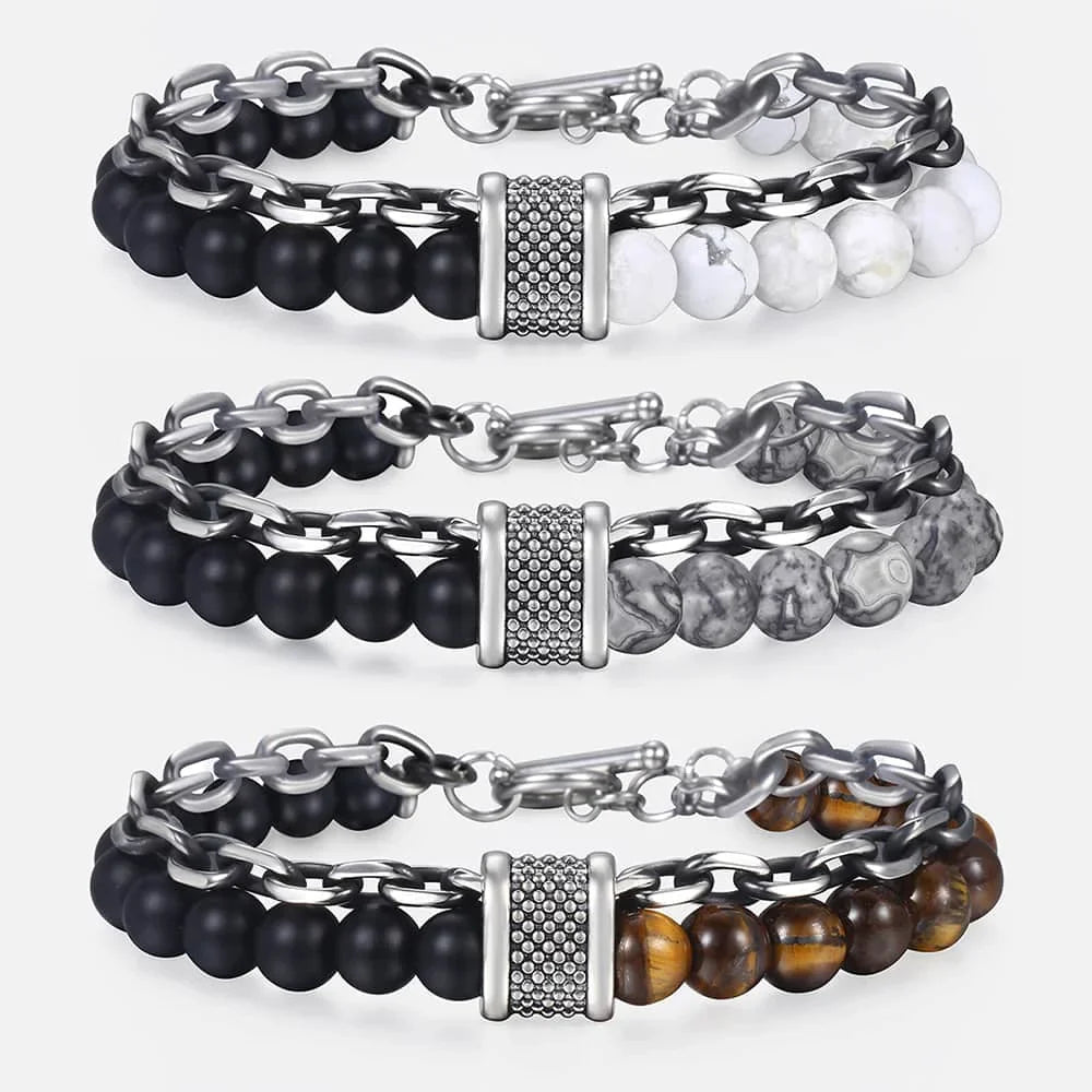 Stone & Steel Bracelets for Men - Dagger & Diamond