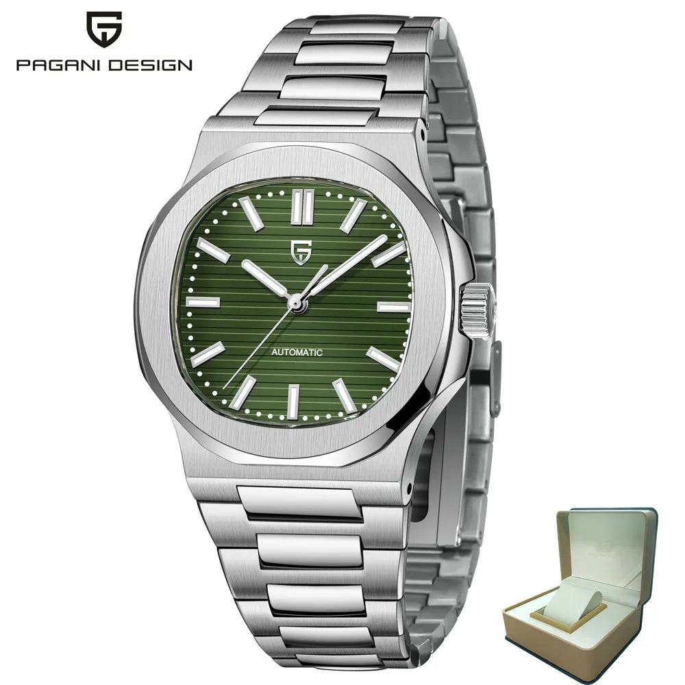 PAGANI DESIGN PD-1728 Aquanaut Luxury Automatic Watch For Men - Dagger & Diamond Green w/Gift box