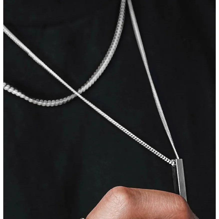 Vertical Bar Pendant Double Chain Necklaces for Men - Dagger & Diamond