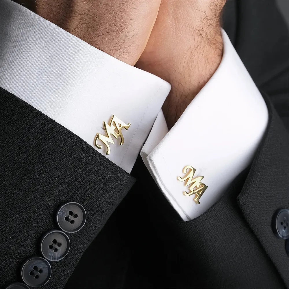 Custom Initial Personalized Cufflinks - Dagger & Diamond