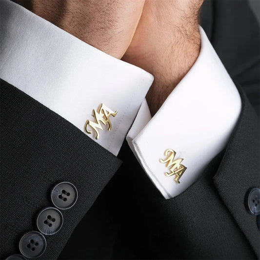 Custom Initial Personalized Cufflinks - Dagger & Diamond